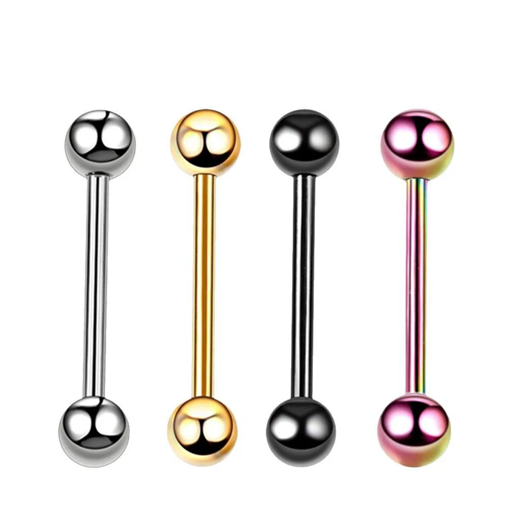 Body Piercing Stainless Steel Geometric Doubleheaded Ball Dumbbell Tongue Nail Breast Nail Ear Bone Nail Electroplated Unisex - Image 5