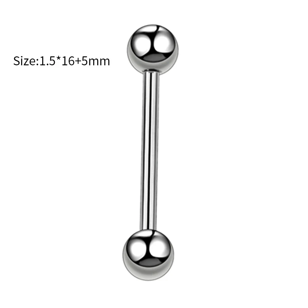 Body Piercing Stainless Steel Geometric Doubleheaded Ball Dumbbell Tongue Nail Breast Nail Ear Bone Nail Electroplated Unisex - Image 6