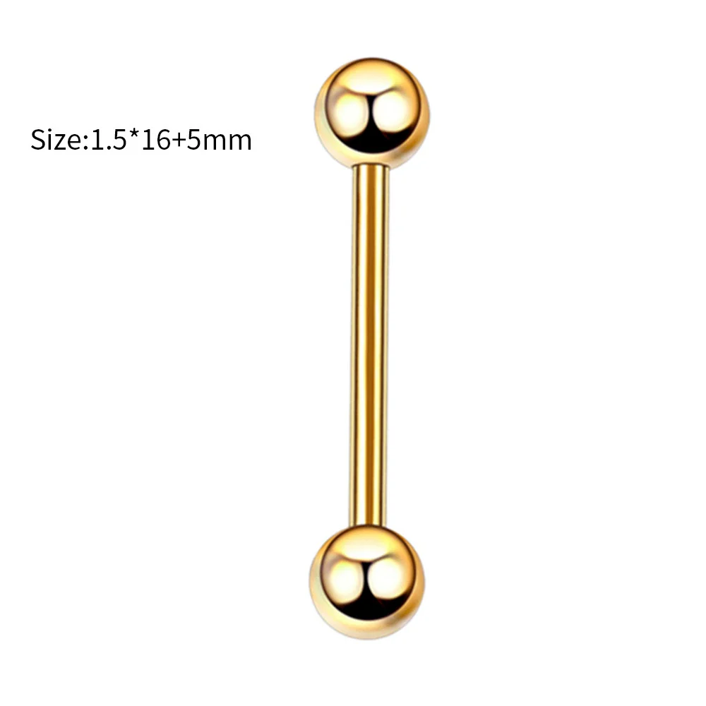 Body Piercing Stainless Steel Geometric Doubleheaded Ball Dumbbell Tongue Nail Breast Nail Ear Bone Nail Electroplated Unisex - Image 7