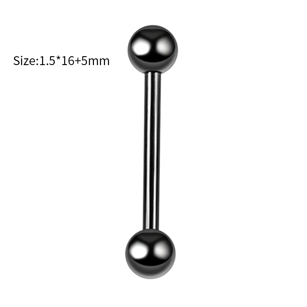 Body Piercing Stainless Steel Geometric Doubleheaded Ball Dumbbell Tongue Nail Breast Nail Ear Bone Nail Electroplated Unisex - Image 8
