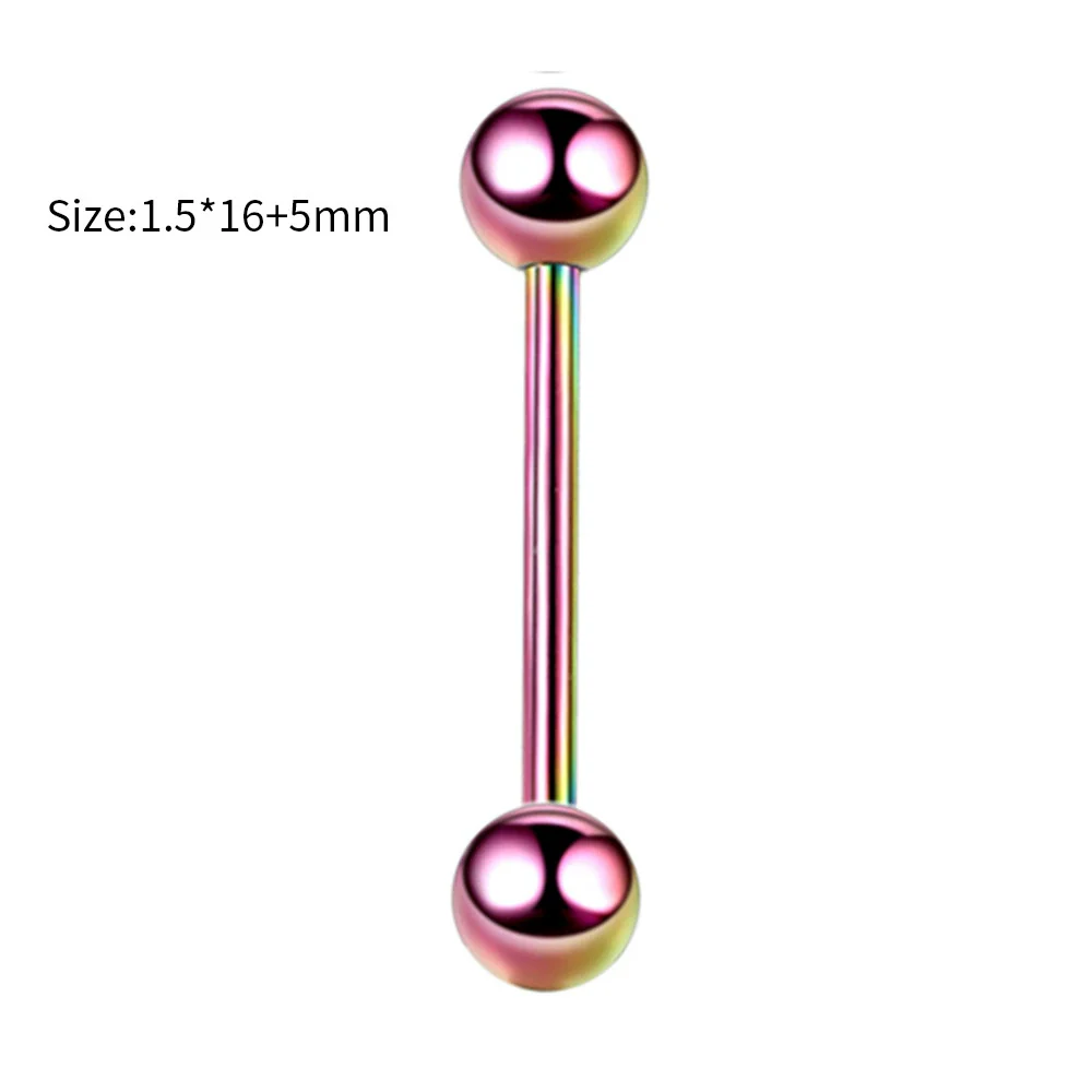 Body Piercing Stainless Steel Geometric Doubleheaded Ball Dumbbell Tongue Nail Breast Nail Ear Bone Nail Electroplated Unisex - Image 9
