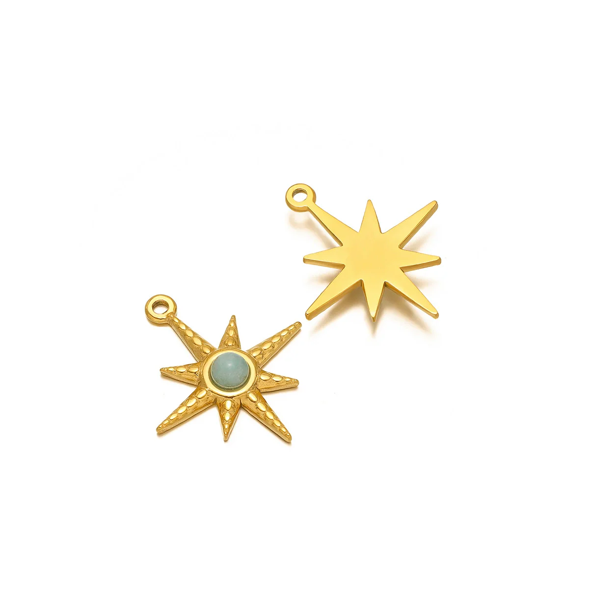 Bohemian Eightpointed Star Natural Stone Pendant Jewelry Gold Plated Stainless Steel - Image 10