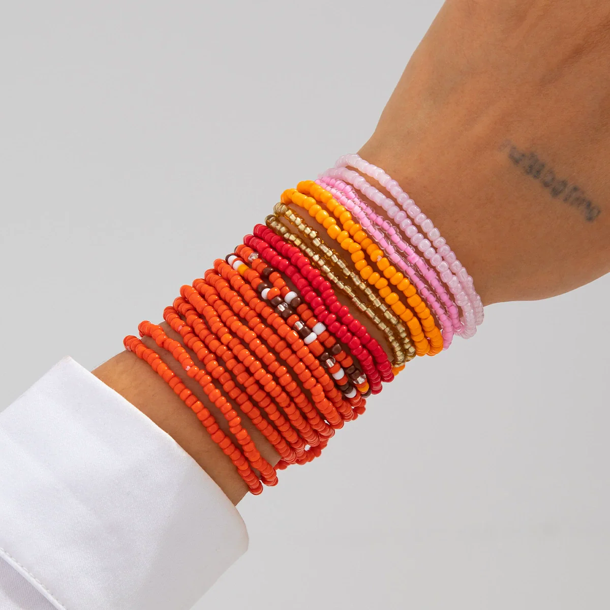 Bohemian Geometric Rice Beads Electroplated Women's Beaded Bracelet Set