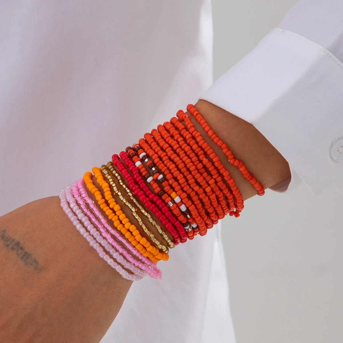 Bohemian Geometric Rice Beads Electroplated Women's Beaded Bracelet Set - Image 3