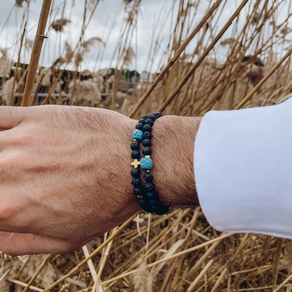 Bohemian Stone Wood Beads Geometric Stretch Bracelet Unisex Manual Design - Image 7