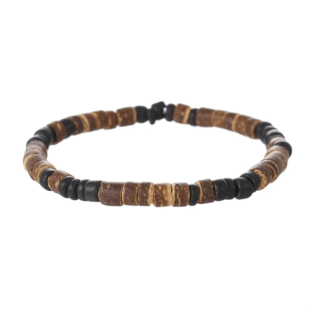 Bohemian Style Handmade Geometric Wooden Bead And Coconut Shell Bracelet For Men And Women - Image 10