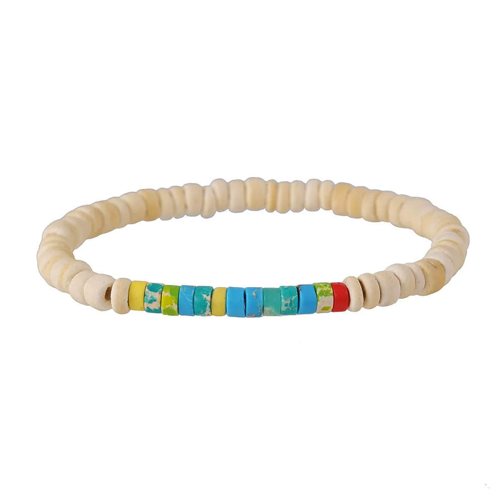 Bohemian Style Handmade Geometric Wooden Bead And Coconut Shell Bracelet For Men And Women - Image 12