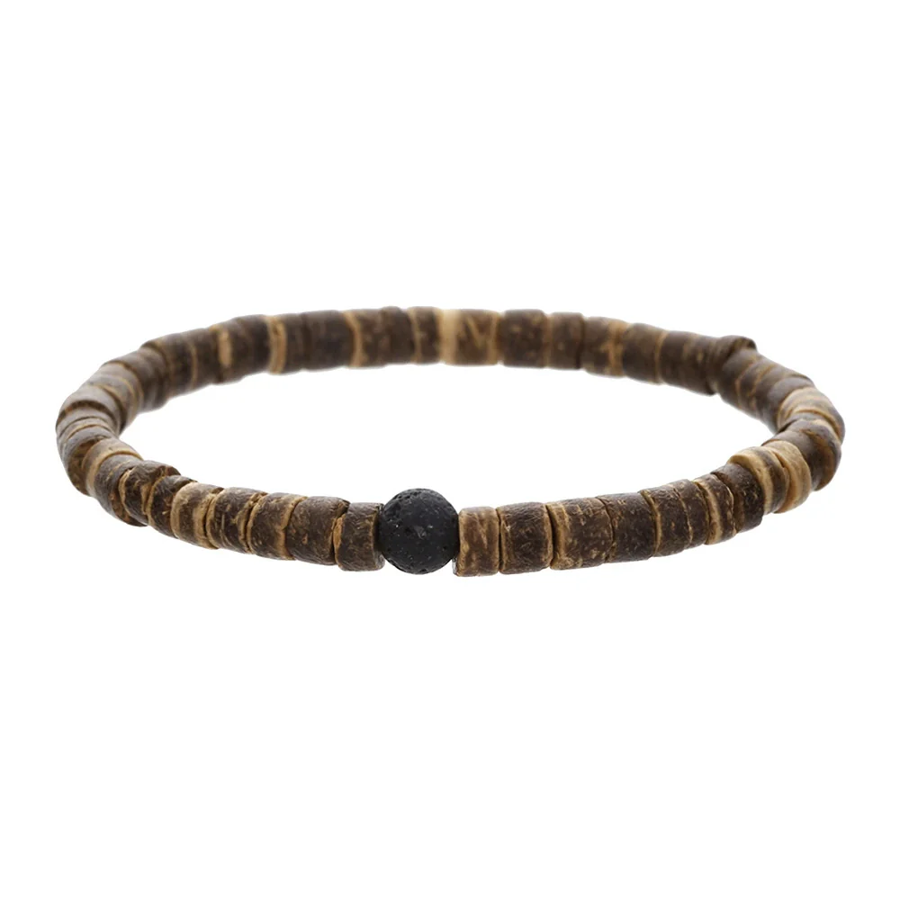 Bohemian Style Handmade Geometric Wooden Bead And Coconut Shell Bracelet For Men And Women - Image 8