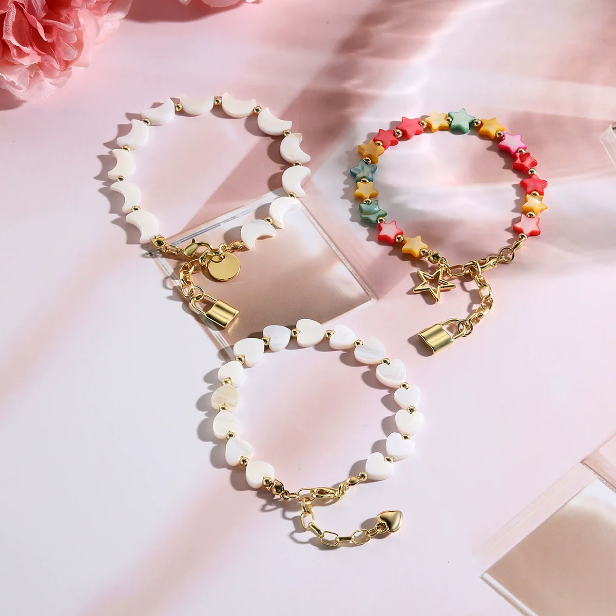 Bohemian Style Shell Bracelet With Starfish Pendant Electroplated Geometric Heart Bow Design For Women - Image 2