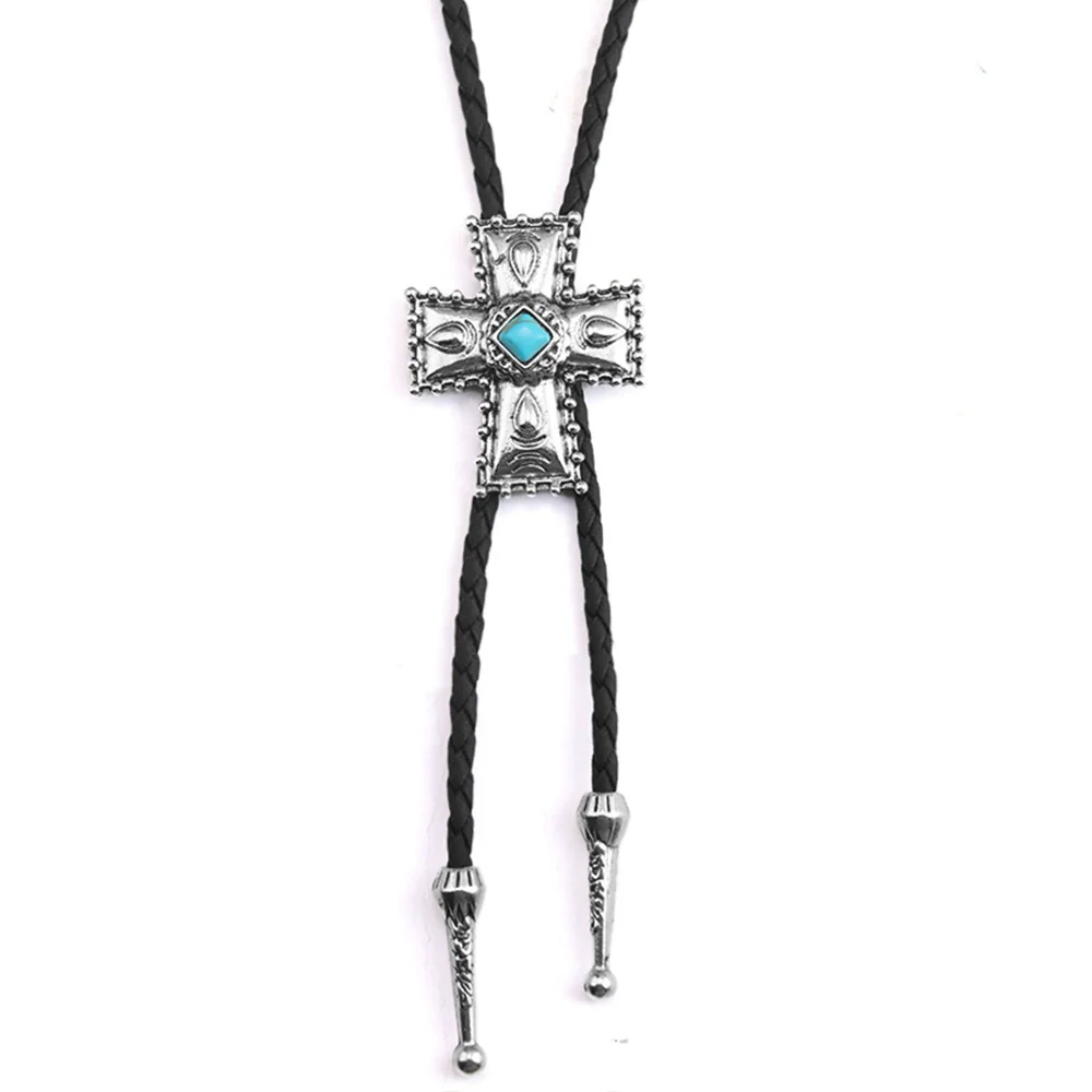 Bolo Tie Pendant Necklace Alloy Leather Rope Geometric Punk Fashion Electroplating - Image 5