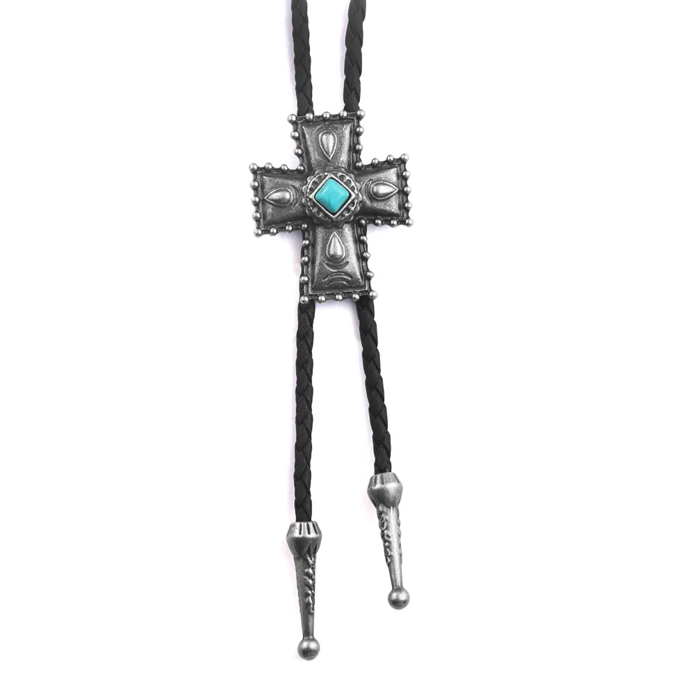 Bolo Tie Pendant Necklace Alloy Leather Rope Geometric Punk Fashion Electroplating - Image 7