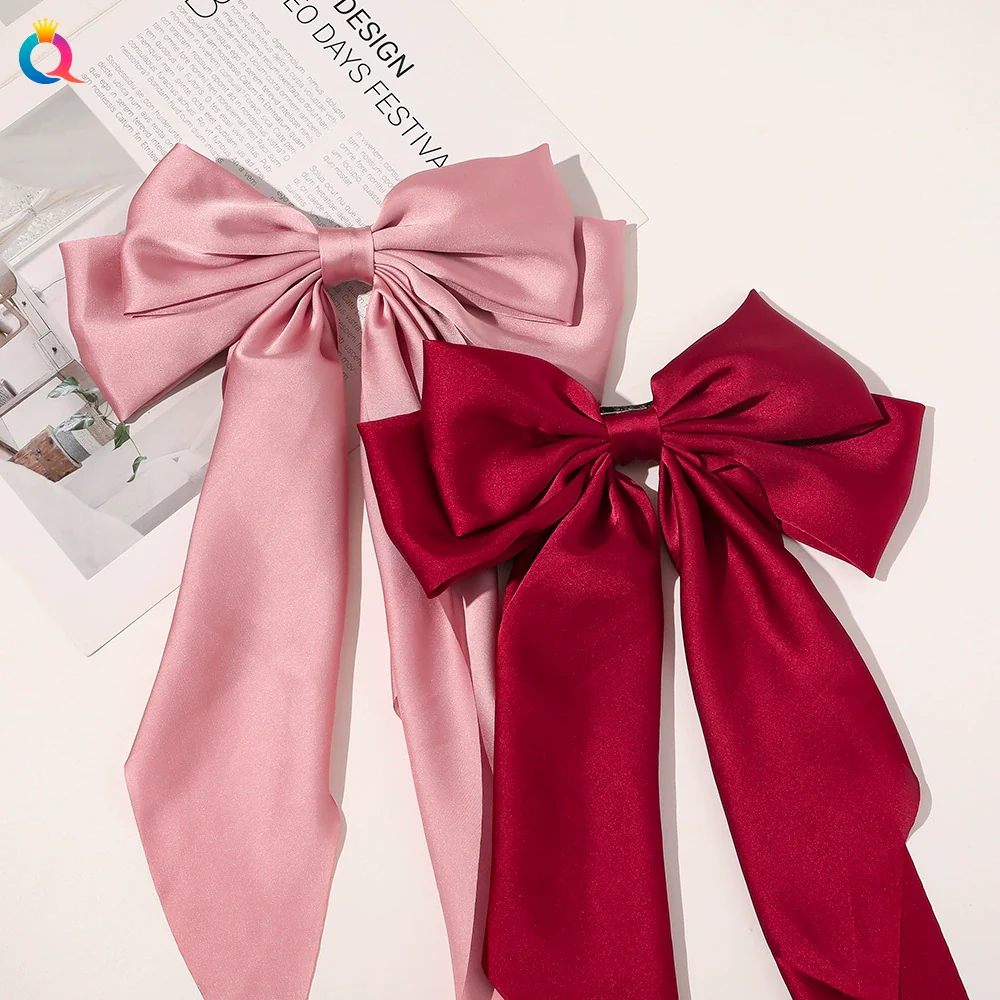 Bow Ribbon Hair Clip Silk And Satin Handmade Women's Hair Accessories - Image 2