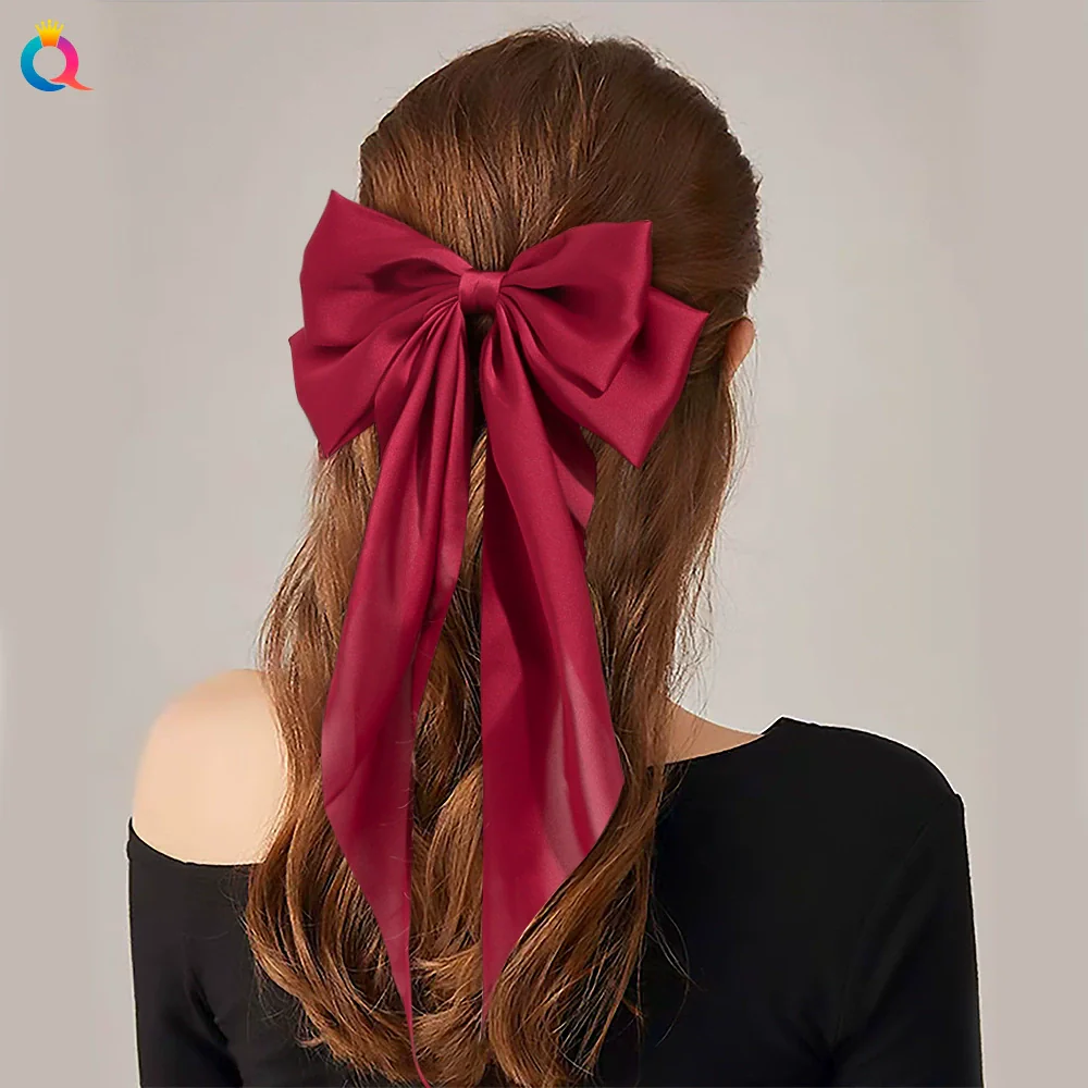 Bow Ribbon Hair Clip Silk And Satin Handmade Women's Hair Accessories - Image 3