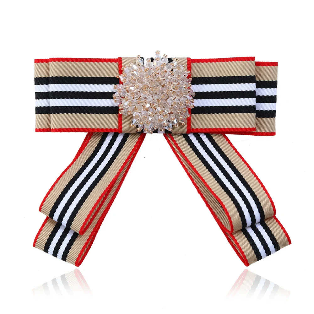 Bow Tie Collar Pin Brooch Fabric Crystal Fashion Accessory - Image 2