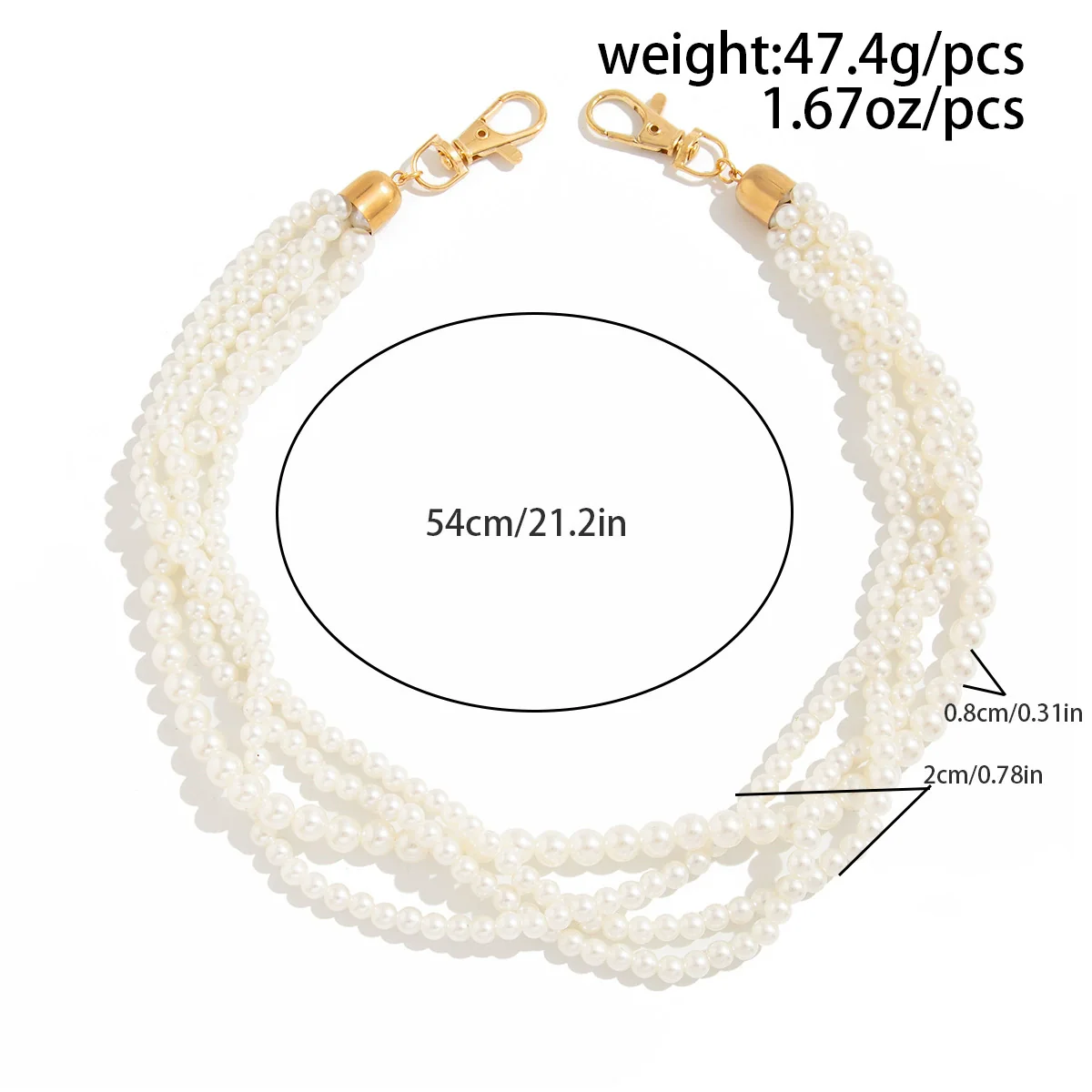 Boys Jeans Accessories Hiphop Winding Imitation Pearl Pants Chain With Buttons And Double Circle Belt Loops - Image 6