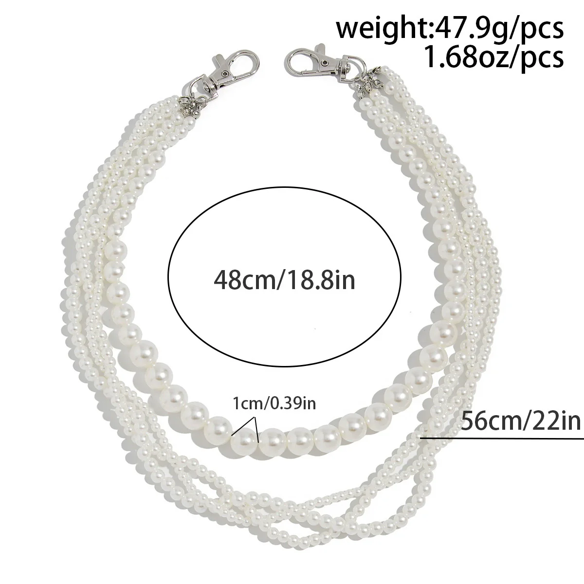 Boys Jeans Accessories Hiphop Winding Imitation Pearl Pants Chain With Buttons And Double Circle Belt Loops - Image 7