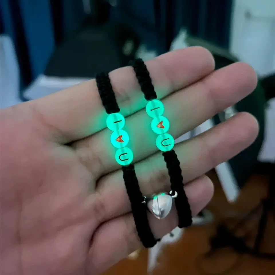 Bracelet Acrylic Heart Shape Handmade Luminous Love Heart Magnetic Buckle Friendship Couple Unisex - Image 3