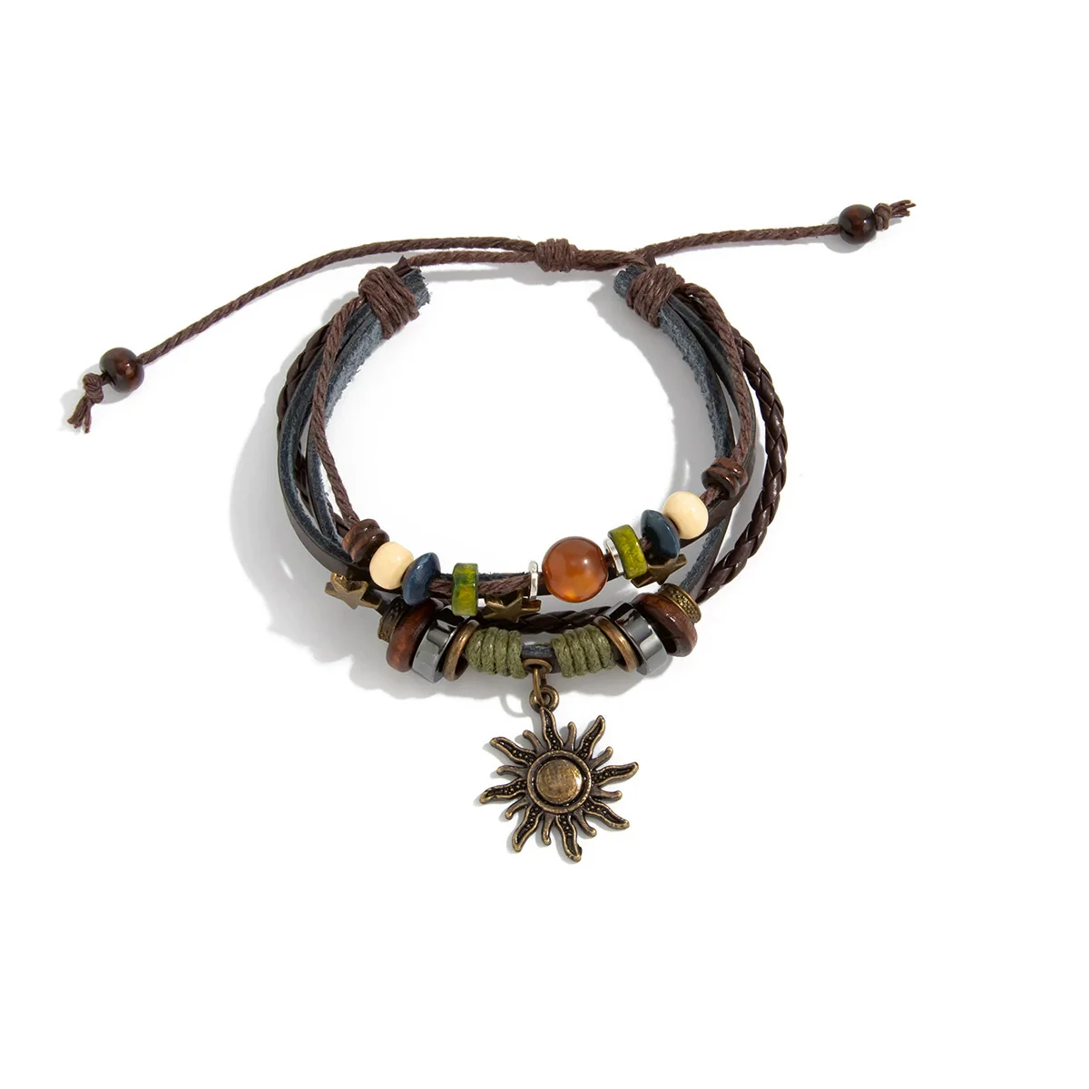 Bracelet Alloy Bohemian Braided Rope Stacked Metal Sun Constellation Pendant Electroplating Women's - Image 5