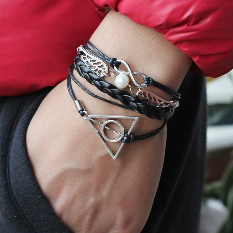 Bracelet Alloy Geometric Angel Wings Infinity Symbol Handwoven Electroplated Unisex Women's Fashion - Image 2