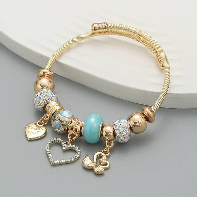 Bracelet Alloy Heartshaped Geometric Diamond Women's Couple Jewelry - Image 2
