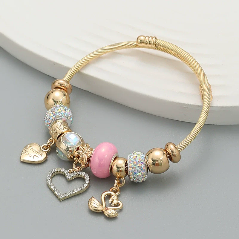 Bracelet Alloy Heartshaped Geometric Diamond Women's Couple Jewelry - Image 3