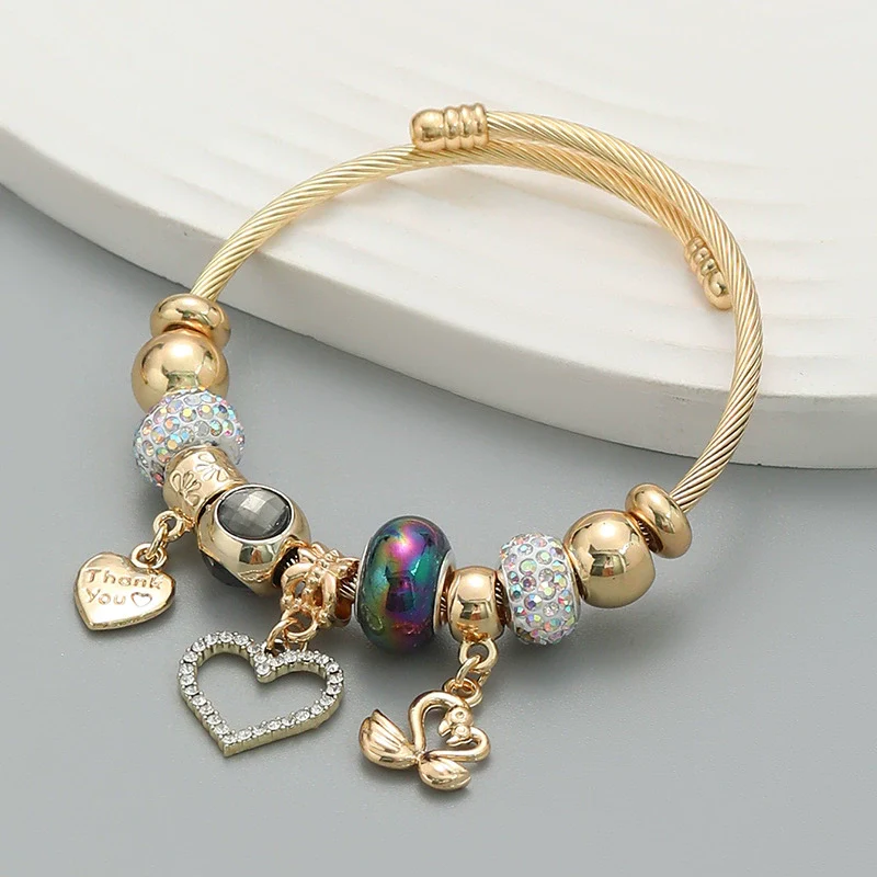 Bracelet Alloy Heartshaped Geometric Diamond Women's Couple Jewelry - Image 4