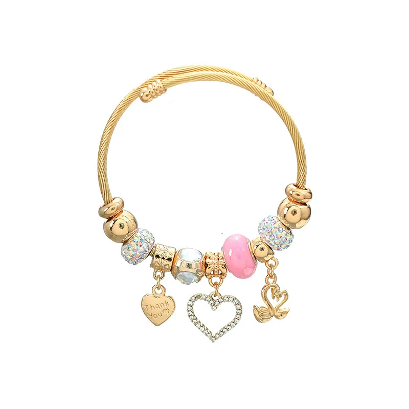 Bracelet Alloy Heartshaped Geometric Diamond Women's Couple Jewelry - Image 6