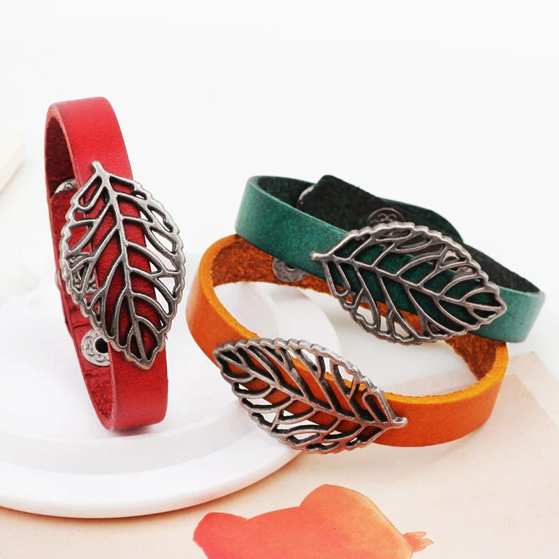 Bracelet Alloy Retro Hollow Leaf Wraparound Electroplating Styling - Image 3