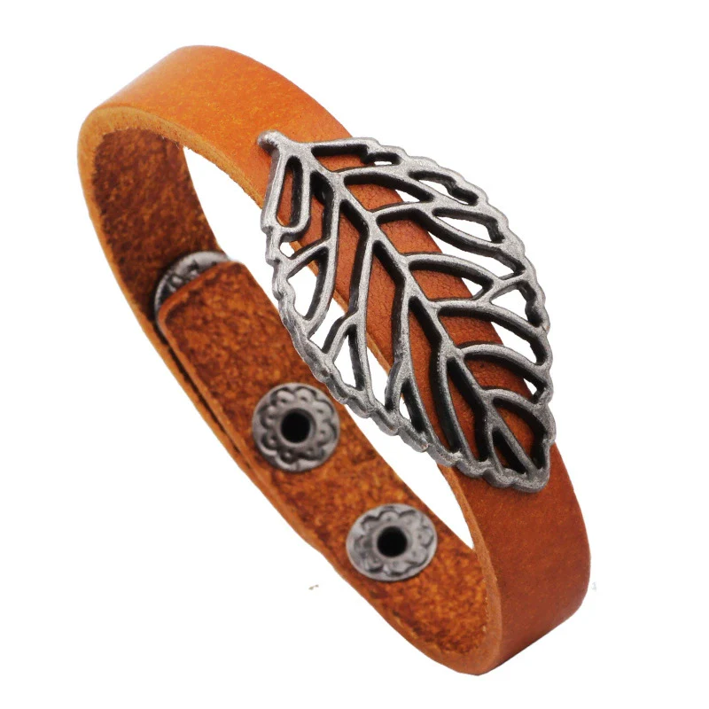 Bracelet Alloy Retro Hollow Leaf Wraparound Electroplating Styling - Image 4