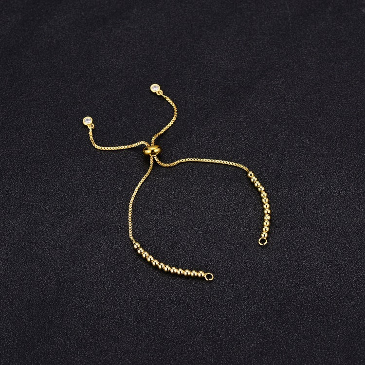 Bracelet Anklet Copper Beaded Chain With Ring Zircon Electroplated Diy Material Accessories - Image 2