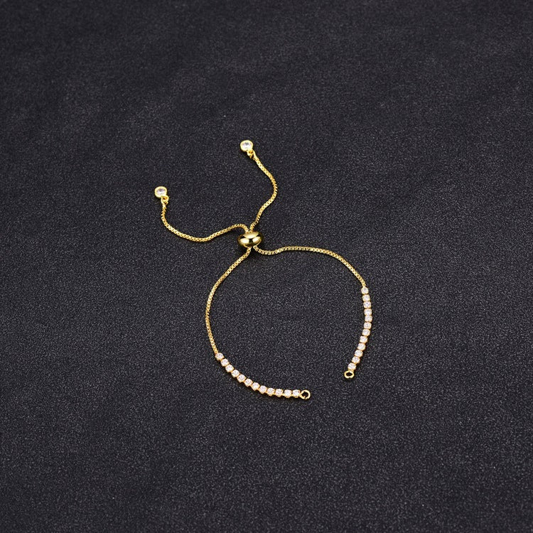 Bracelet Anklet Copper Beaded Chain With Ring Zircon Electroplated Diy Material Accessories - Image 4