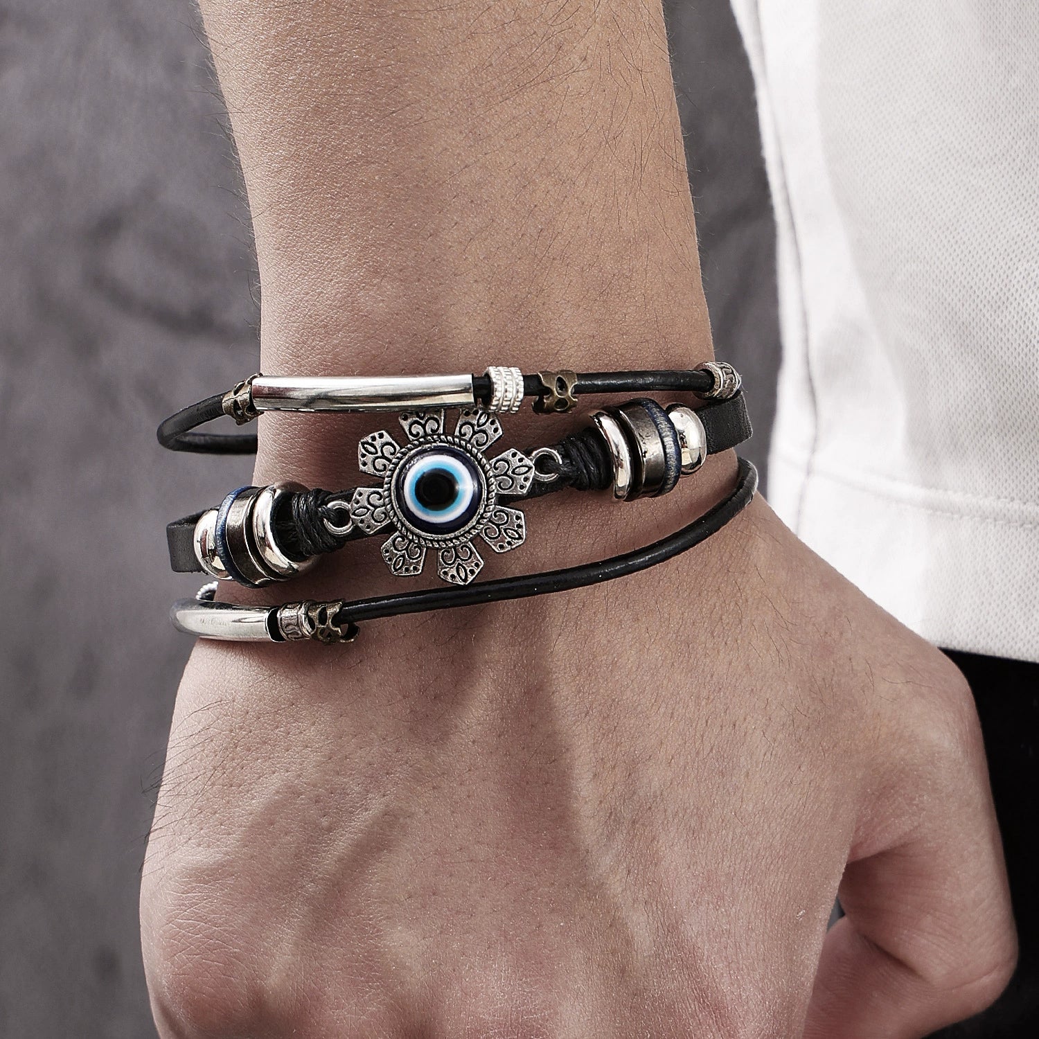 Bracelet Artificial Leather Geometric Hand Knitted Bohemian Style For Men And Women - Image 2