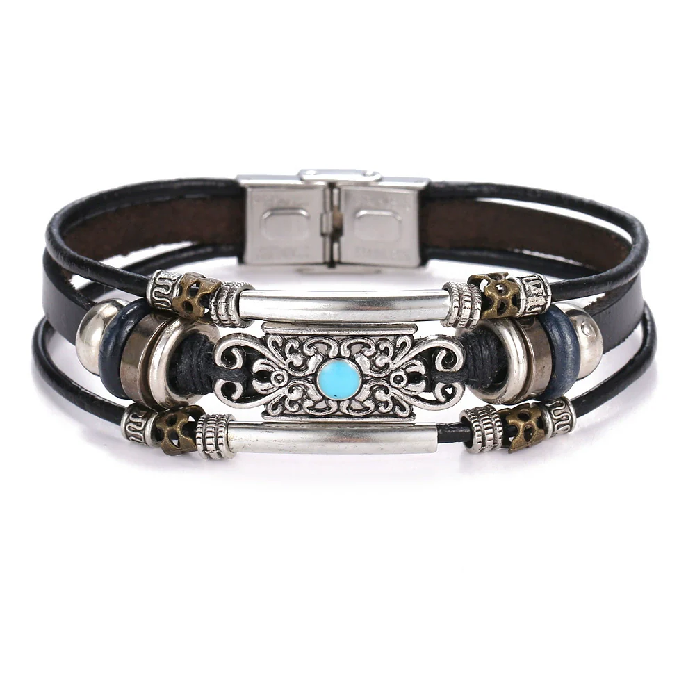 Bracelet Artificial Leather Geometric Hand Knitted Bohemian Style For Men And Women - Image 22