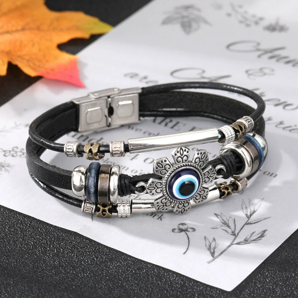 Bracelet Artificial Leather Geometric Hand Knitted Bohemian Style For Men And Women - Image 3
