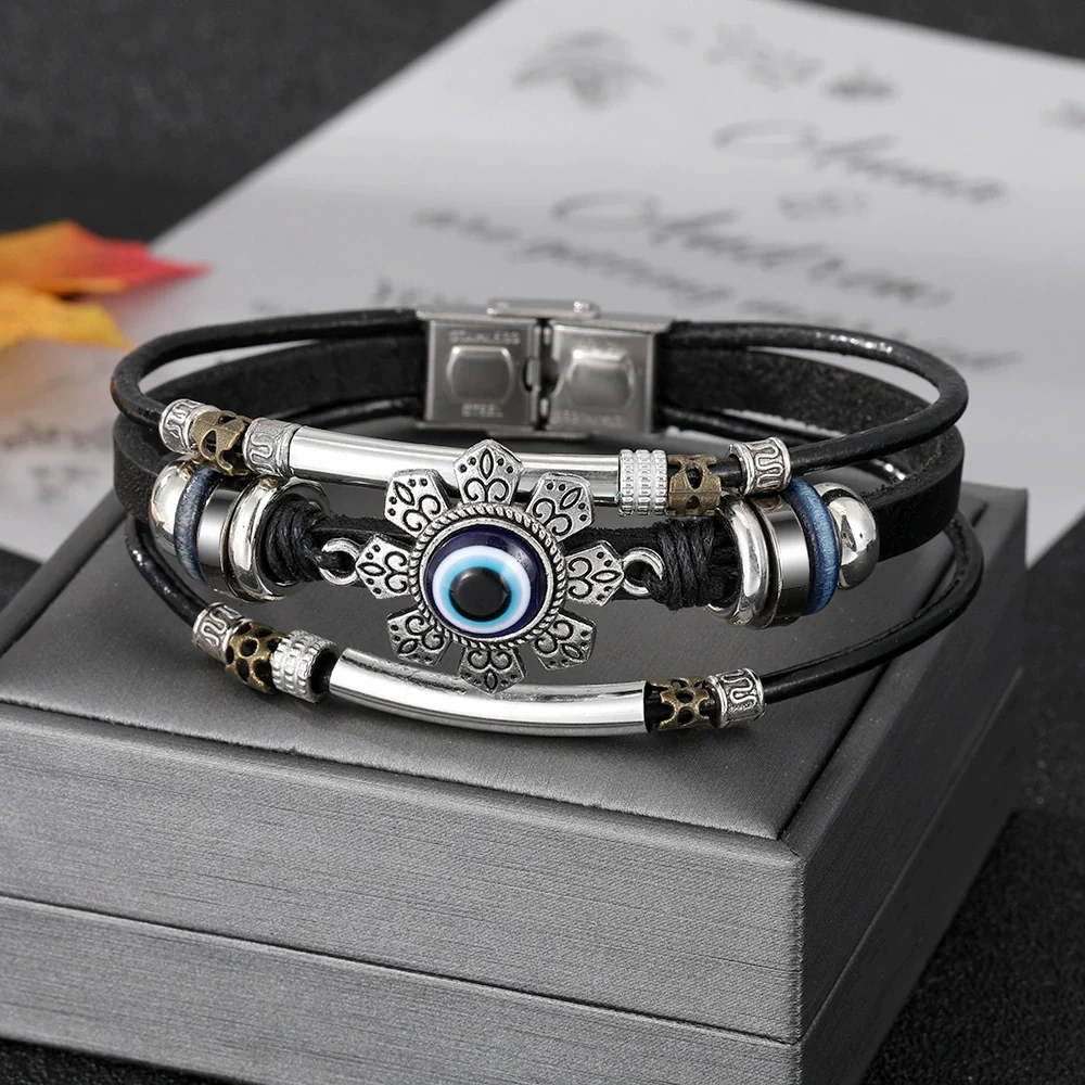 Bracelet Artificial Leather Geometric Hand Knitted Bohemian Style For Men And Women - Image 4