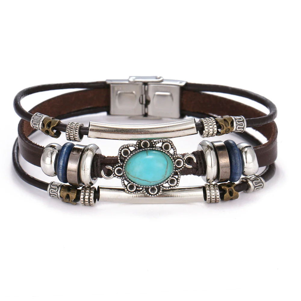 Bracelet Artificial Leather Geometric Hand Knitted Bohemian Style For Men And Women - Image 8