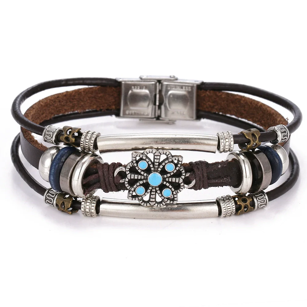 Bracelet Artificial Leather Geometric Hand Knitted Bohemian Style For Men And Women - Image 9