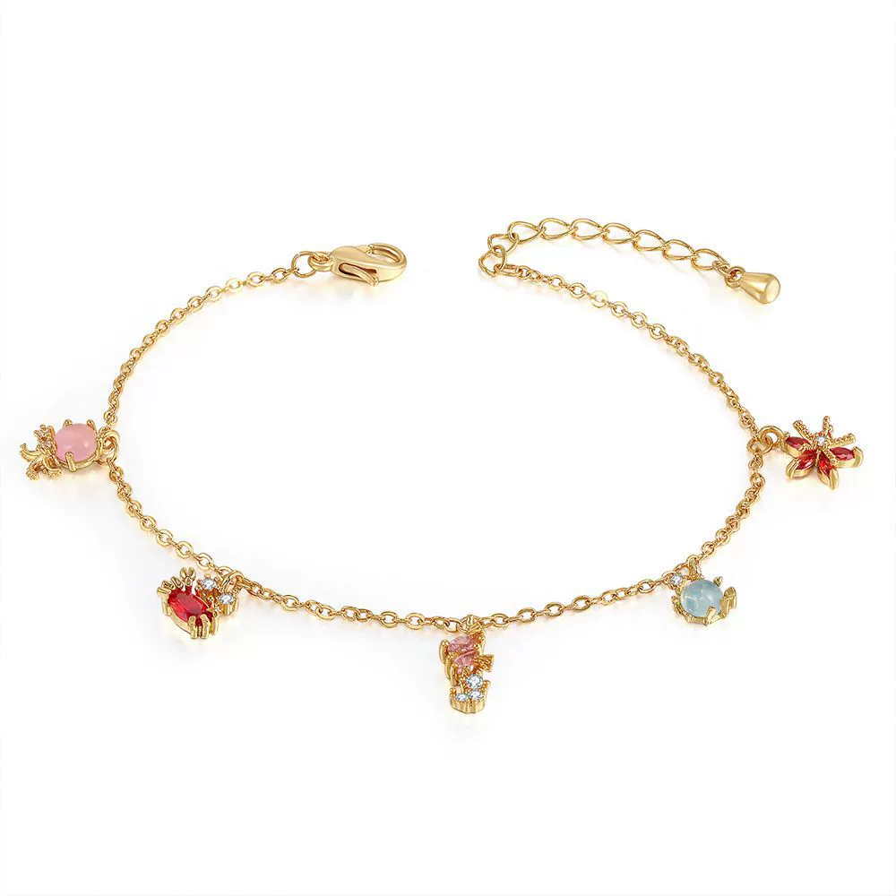 Bracelet Brass Copper Inlaid Zircon Animal Zodiac Style Real Gold Plated Jewelry For Women - Image 5