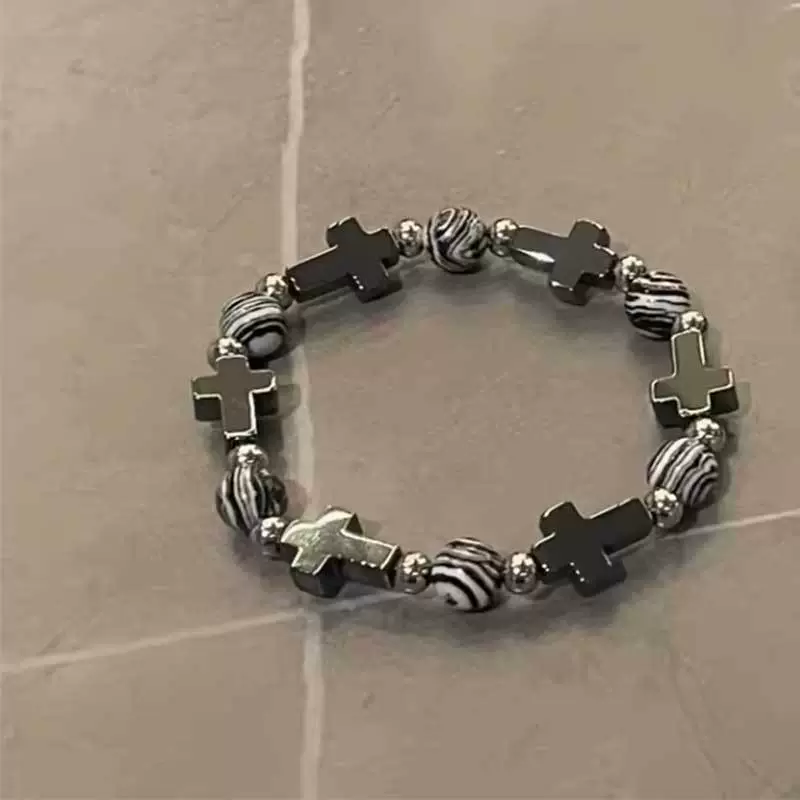 Bracelet Cat's Eye Geometric Cross Handmade Unisex - Image 8