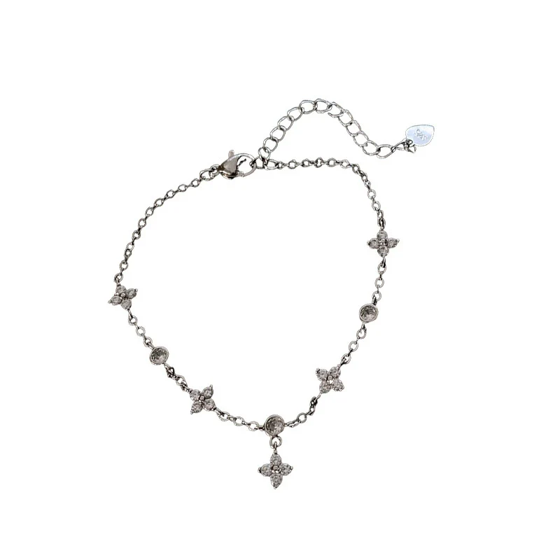 Bracelet Copper Plastic Zirconia Rhombus Flower Design - Image 5