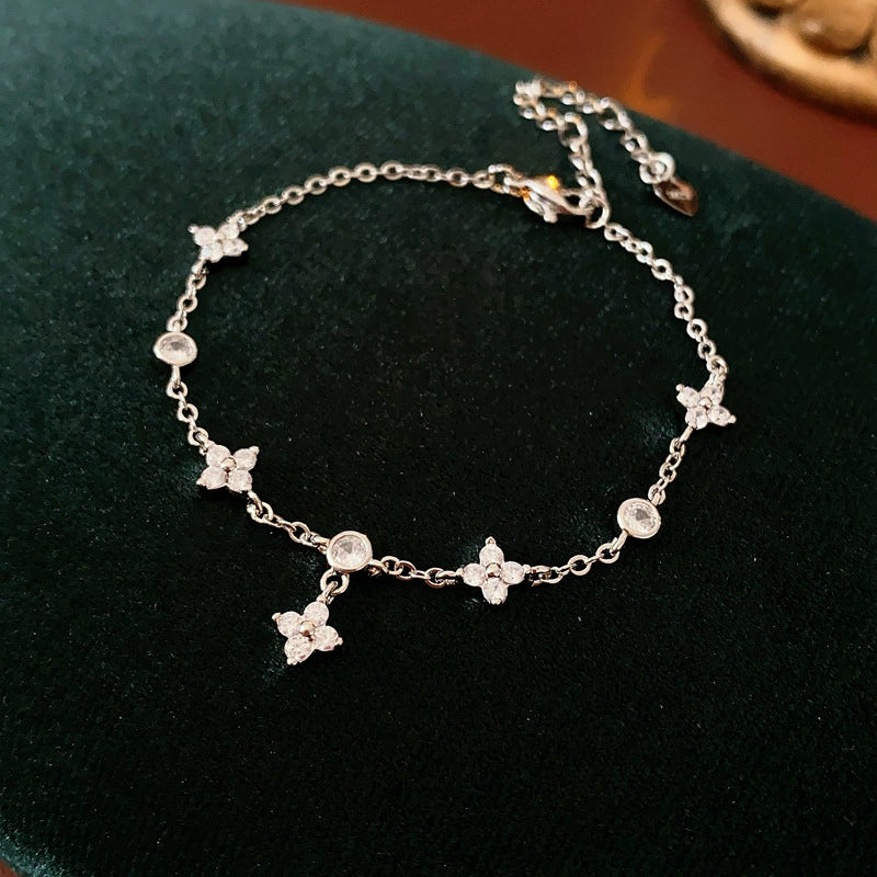 Bracelet Copper Plastic Zirconia Rhombus Flower Design - Image 7