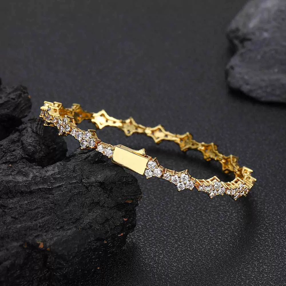 Bracelet Copper Zircon Hip Hop Geometric Style Tennis Chain Jewelry Unisex