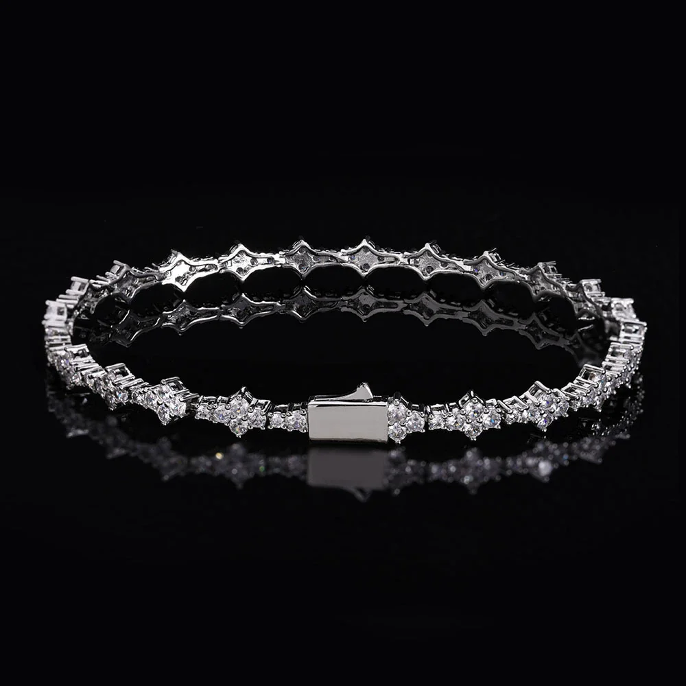 Bracelet Copper Zircon Hip Hop Geometric Style Tennis Chain Jewelry Unisex - Image 2