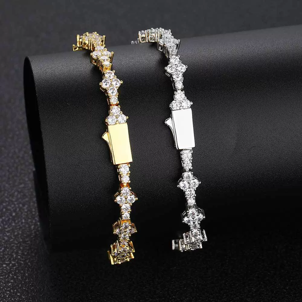 Bracelet Copper Zircon Hip Hop Geometric Style Tennis Chain Jewelry Unisex - Image 4