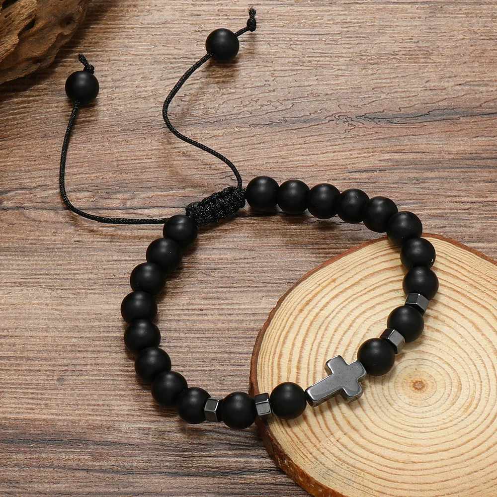 Bracelet Glass Beads Frosted Glass Ball Cord Handwoven Drawstring Adjustable For Men And Women - Image 3