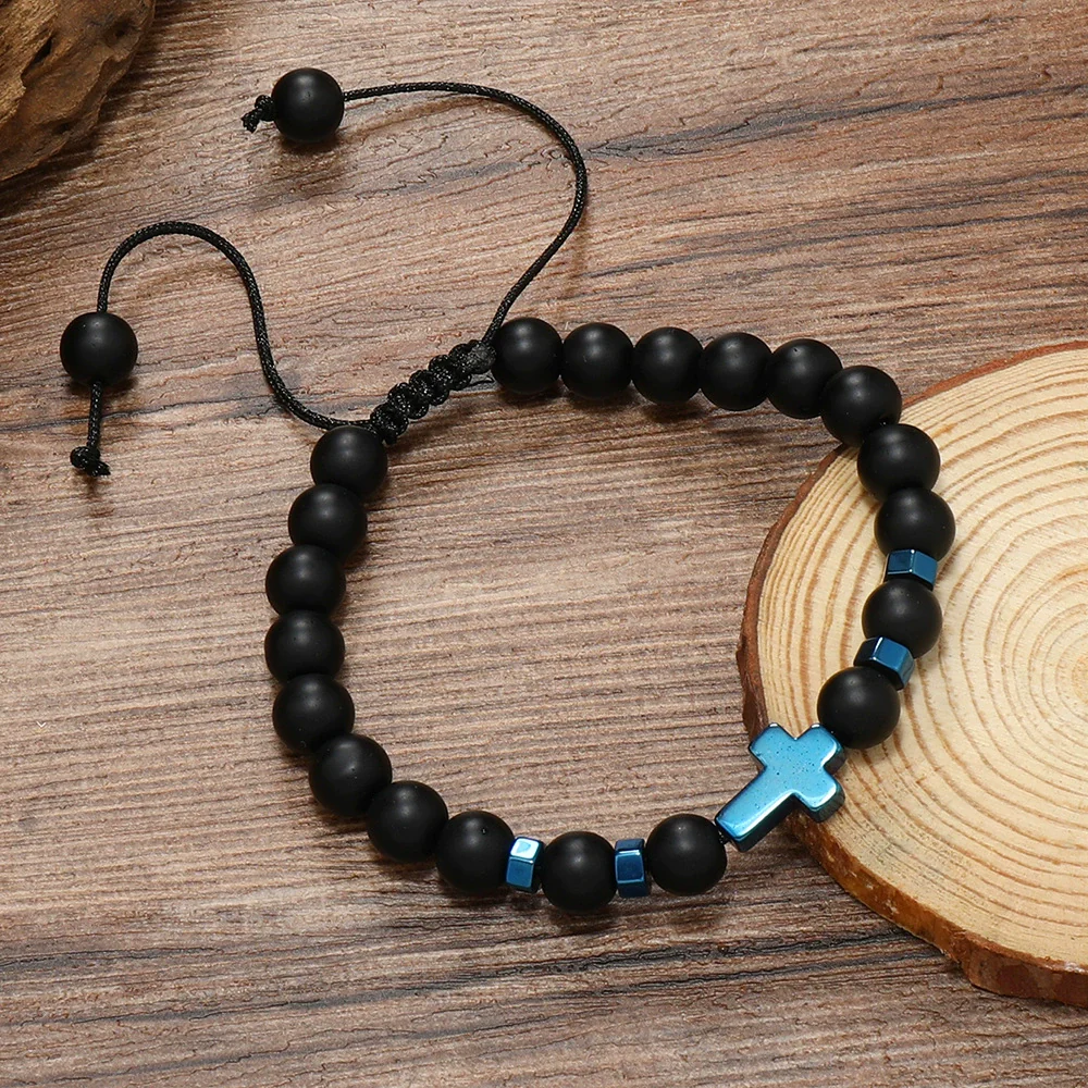 Bracelet Glass Beads Frosted Glass Ball Cord Handwoven Drawstring Adjustable For Men And Women - Image 4