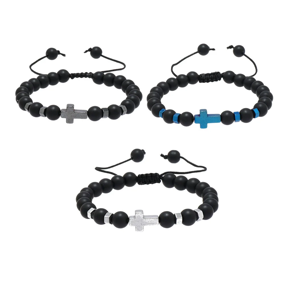 Bracelet Glass Beads Frosted Glass Ball Cord Handwoven Drawstring Adjustable For Men And Women - Image 5