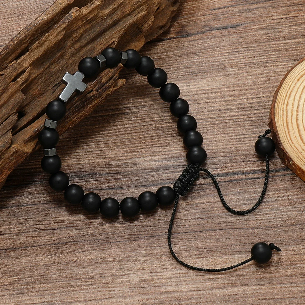 Bracelet Glass Beads Frosted Glass Ball Cord Handwoven Drawstring Adjustable For Men And Women - Image 7