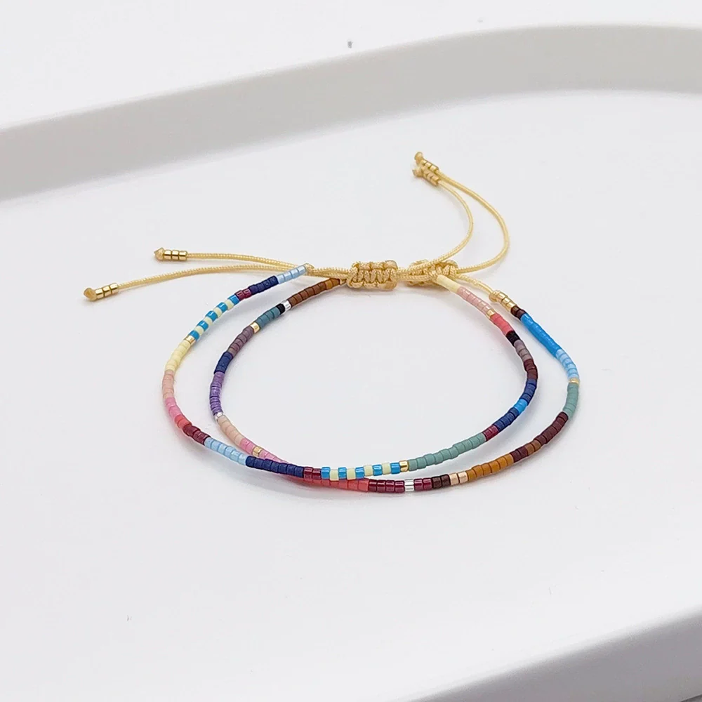 Bracelet Glass Glaze Geometric Handwoven Miyuki Rice Beads For Girls