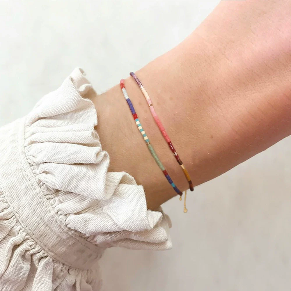 Bracelet Glass Glaze Geometric Handwoven Miyuki Rice Beads For Girls - Image 2